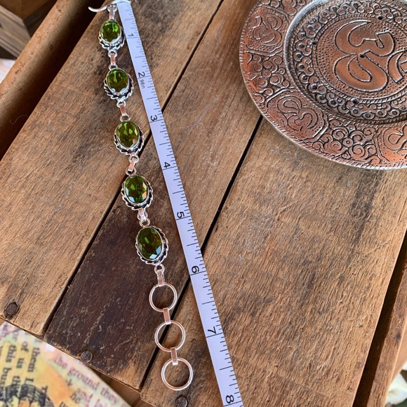 SOLD✨RUSTIC PERIDOT STERLING SILV TENNIS BRACELET - Picture 5 of 6